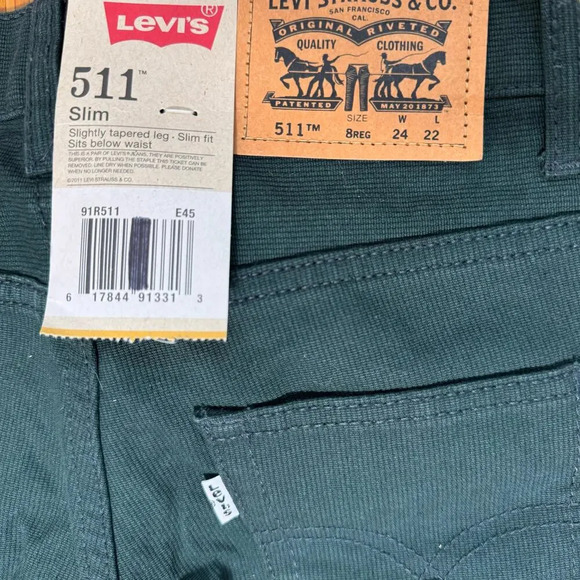 Levi’s Strauss & Co 5”11 Olive green Slim Fit Sz 24x22 (8Reg) Kids - Picture 5 of 6